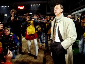 18 Mar 1996: Portrait of Barcelona Coach Johan Cruyff before the UEFA Cup match against PSV Eindhoven at the Philips Stadion in Eindhoven, Holland. Mandatory Credit: Gary M Prior/Allsport