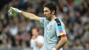 Italy goalkeeper Gianluigi Buffon during a friendly soccer match between Germany and Italy at the Allianz Arena in Munich, southern Germany, Tuesday, March 29, 2016. (ANSA/AP Photo/Kerstin Joensson)