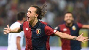 GENOA-CAGLIARI 3-1 / Laxalt esulta per il vantaggio rossoblu