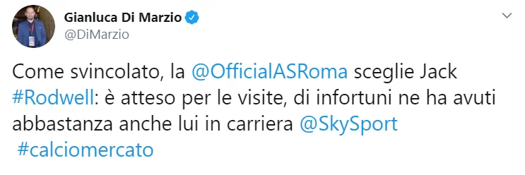 Rodwell ad un passo dalla firma con la Roma