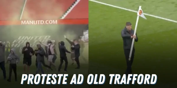 Proteste furiose ad Old Trafford: fumogeni, invasione di campo e bandierine rubate