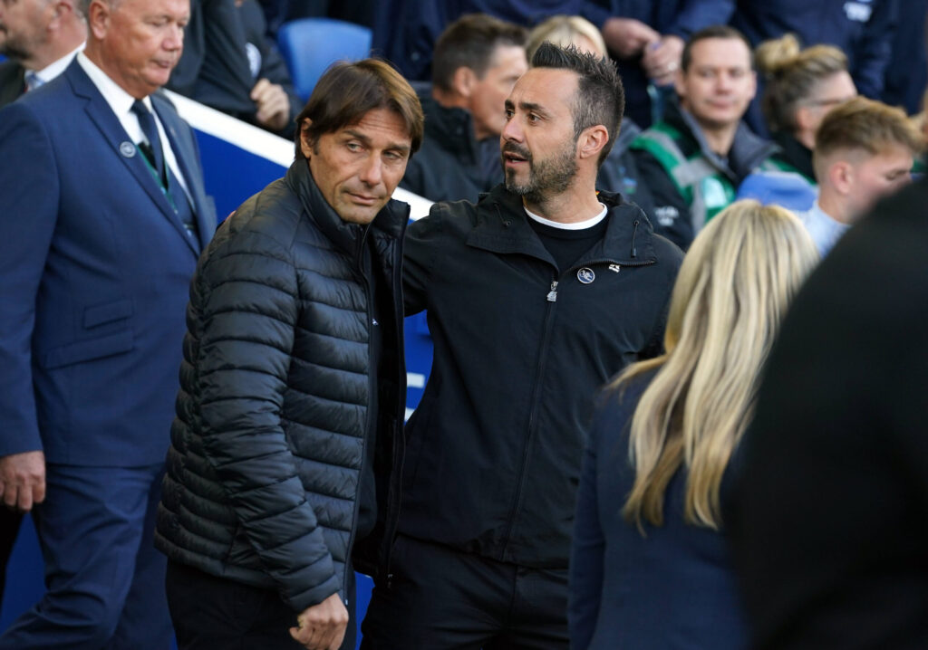 Conte e De Zerbi in Tottenham Brighton in Premier League