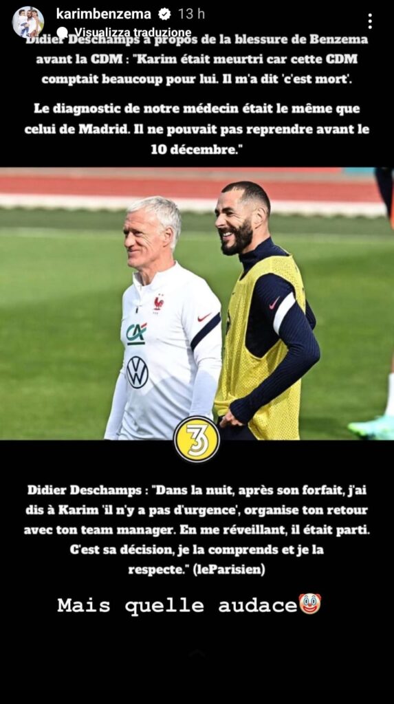 Benzema Deschamps risposta social