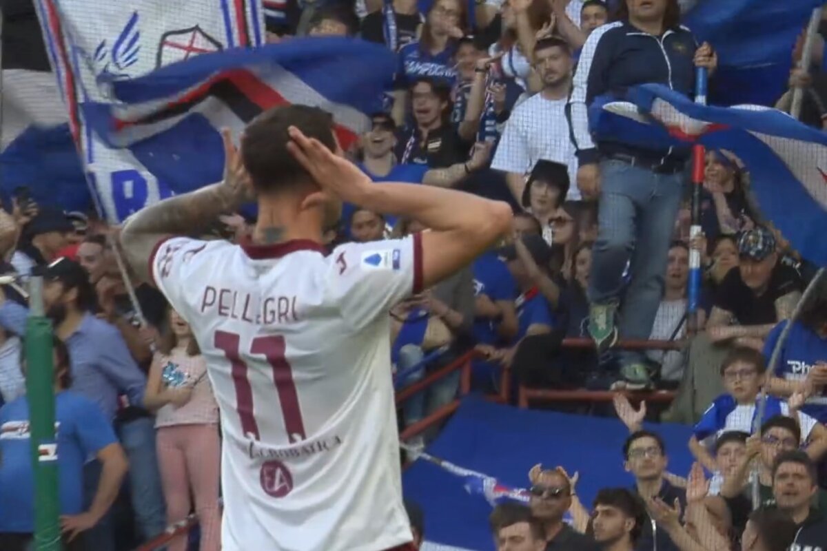 L'esultanza polemica di Pietro Pellegri al termine di Sampdoria-Torino