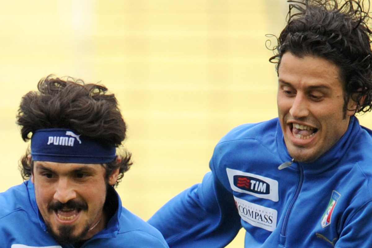Gattuso e Grosso in allenamento, ai tempi della Nazionale