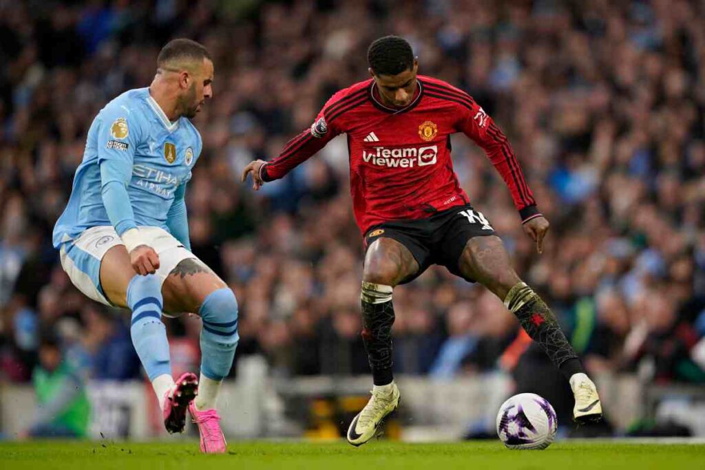 Walker e Rashford nel derby di Manchester