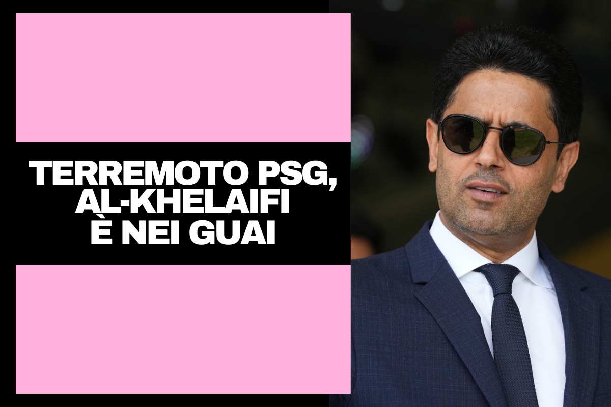 Al-Khelaifi indossa un abito e occhiali da sole
