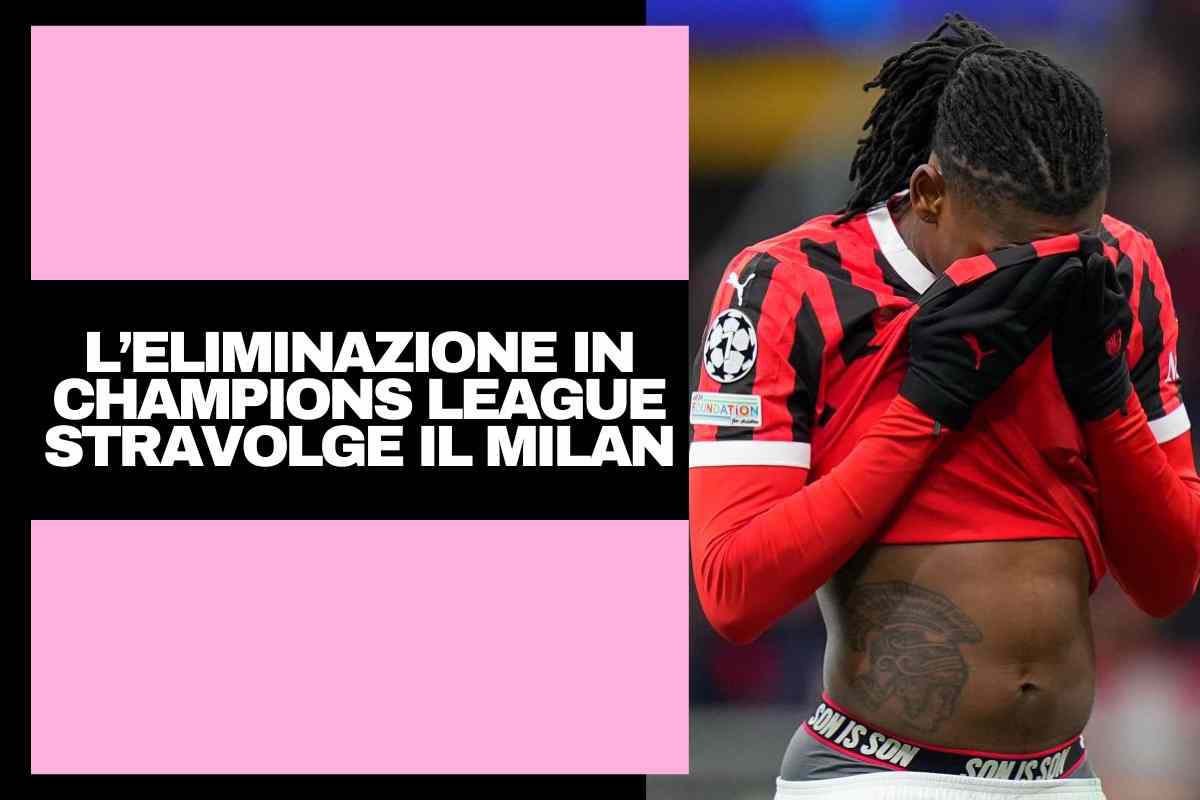 Leao sconsolato con la maglia del Milan che copre il volto