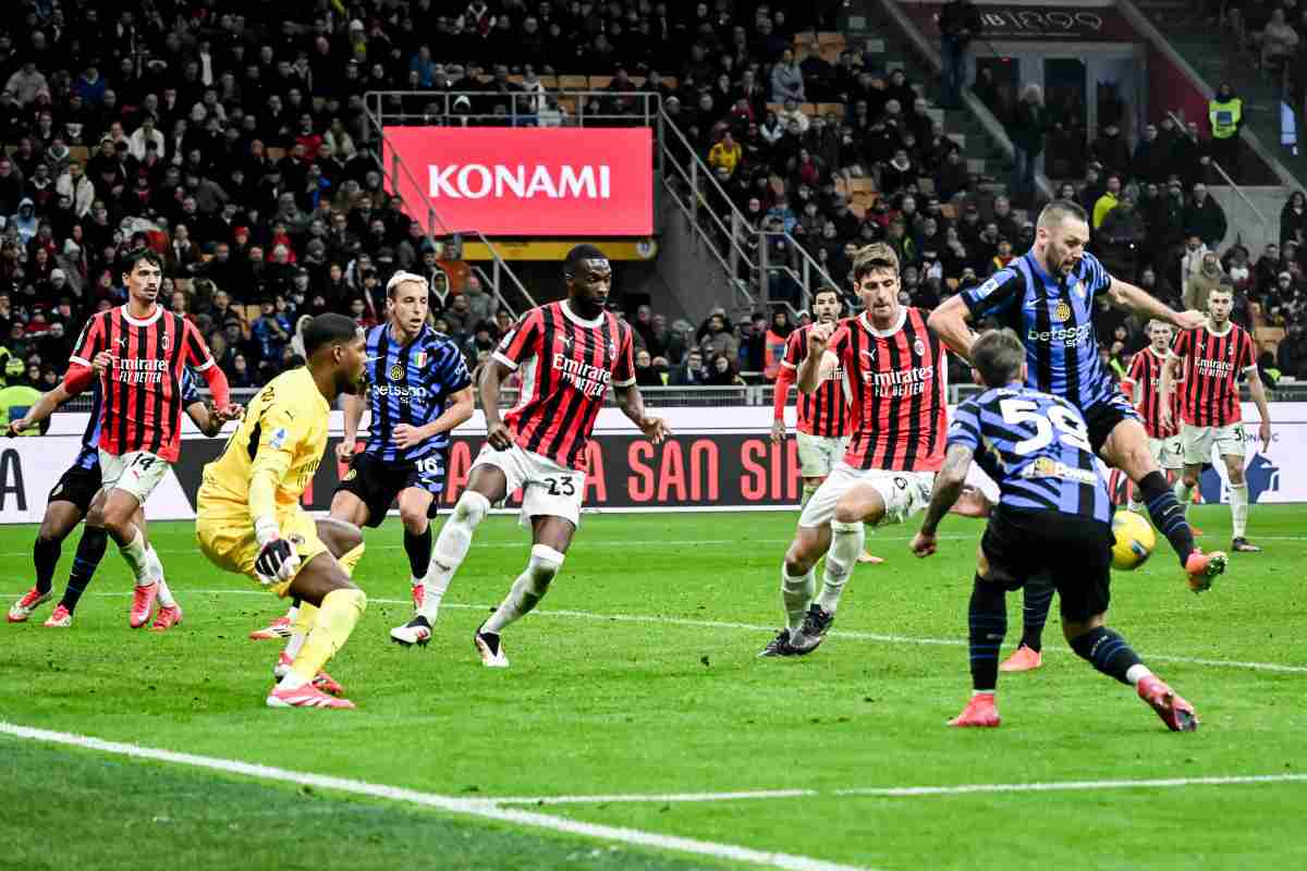 Giocatori in campo Milan-Inter