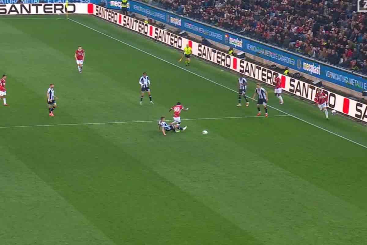L'azione del 3-0 del Milan sul campo dell'Udinese