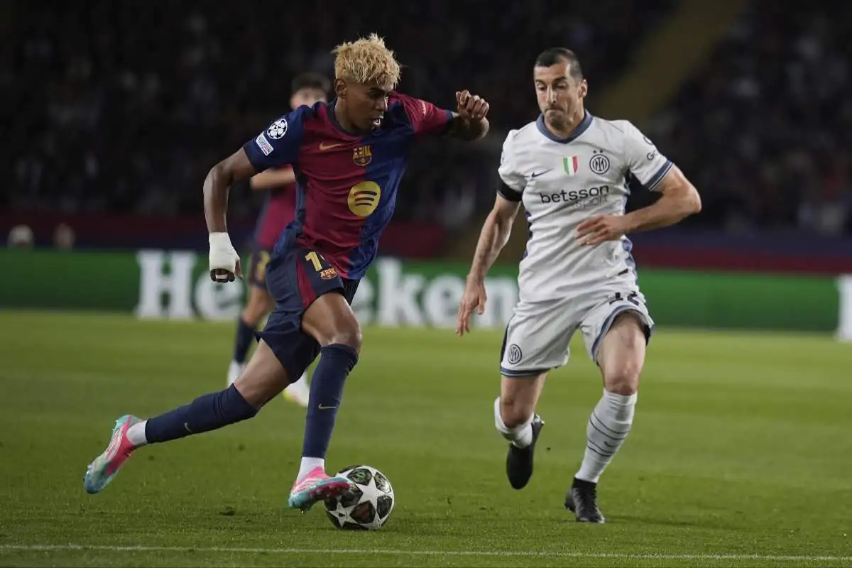 Yamal e Mkhitaryan in azione in Barcellona Inter