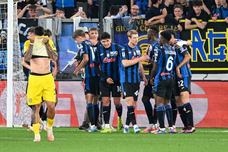 L'Atalanta in campo contro il Parma