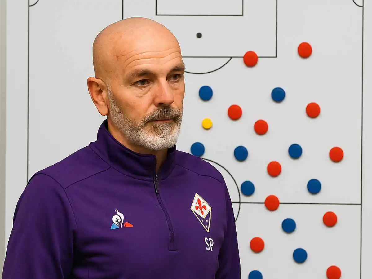 Stefano Pioli alla Lavagna Tattica, immagine generata con AI