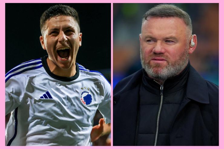 Bardghji a sinistra esulta con la maglia del Copenhagen e Rooney a destra osserva