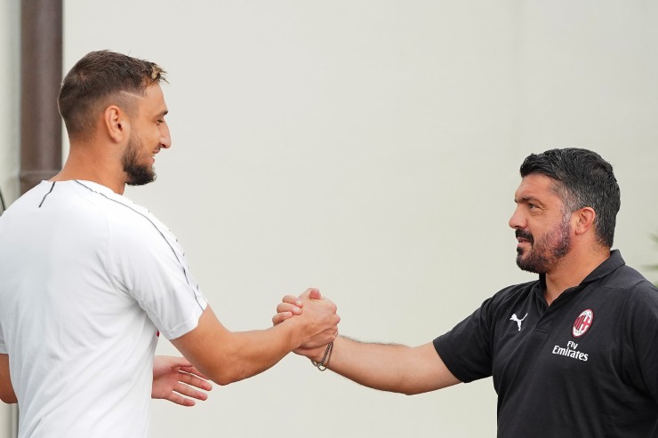 Donnarumma saluta Gattuso ai tempi del Milan