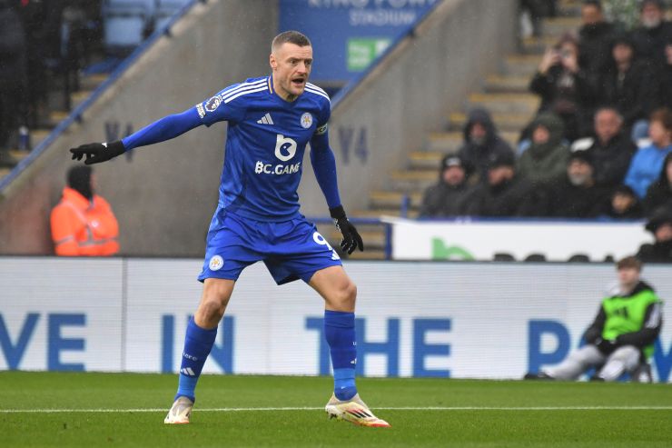 Jamie Vardy in campo con il Leicester