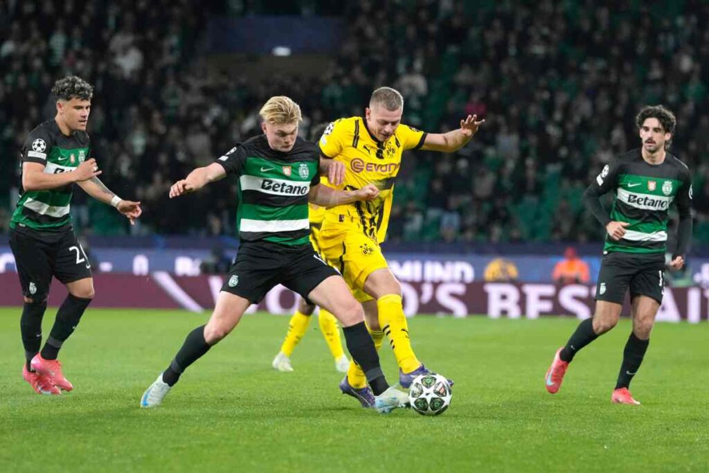 Lo Sporting Lisbona in campo contro il Borussia