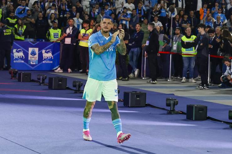 Mazzocchi in campo durante la festa scudetto del Napoli