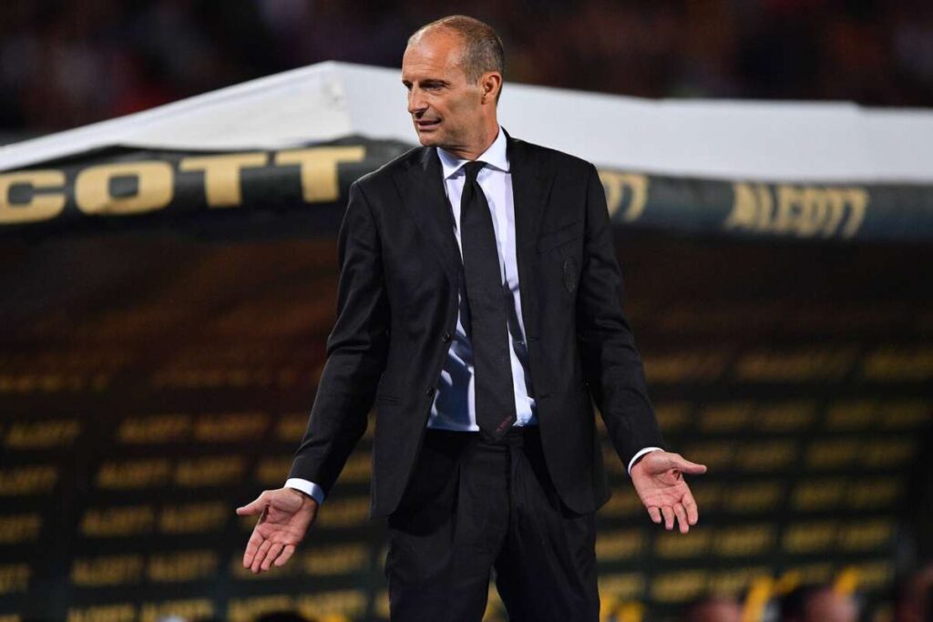 Allegri manifesta il suo disappunto a bordo campo