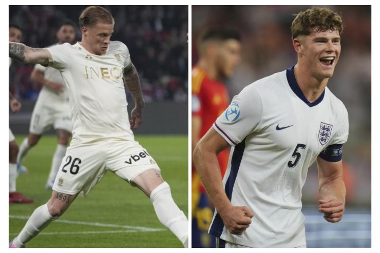A sinistra Bard in campo con indosso la maglia del Nizza, a destra Cresswell con quella dell'Inghilterra U21