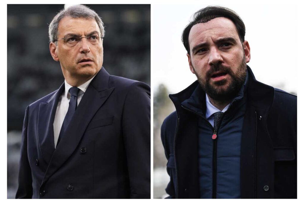 Comolli a sinistra e Manna a destra osservano da bordo campo