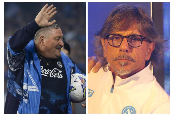 A sinistra Tommaso Starace saluta con un pallone sotto il braccio e a destra Tiberio Ancora
