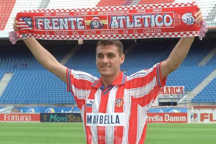 Bobo Vieri alla presentazione con l'Atletico Madrid