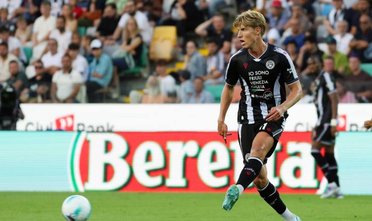 Thomas Kristensen in azione con la maglia dell'Udinese.