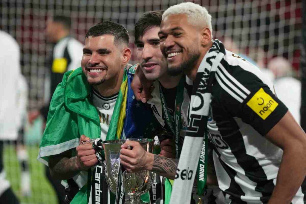 Bruno Guimaraes, Tonali e Joelinton del Newcastle