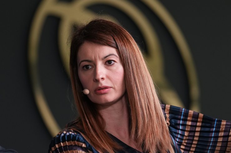 Lina Souloukou durante una presentazione