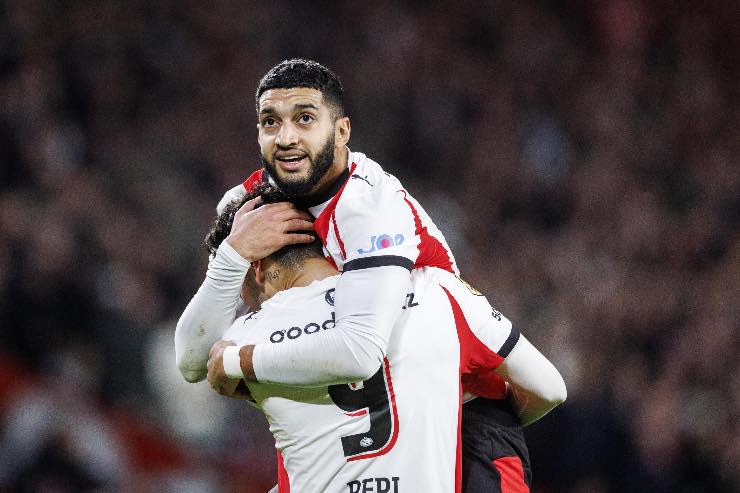 Milan, Saibari esulta dopo il gol 