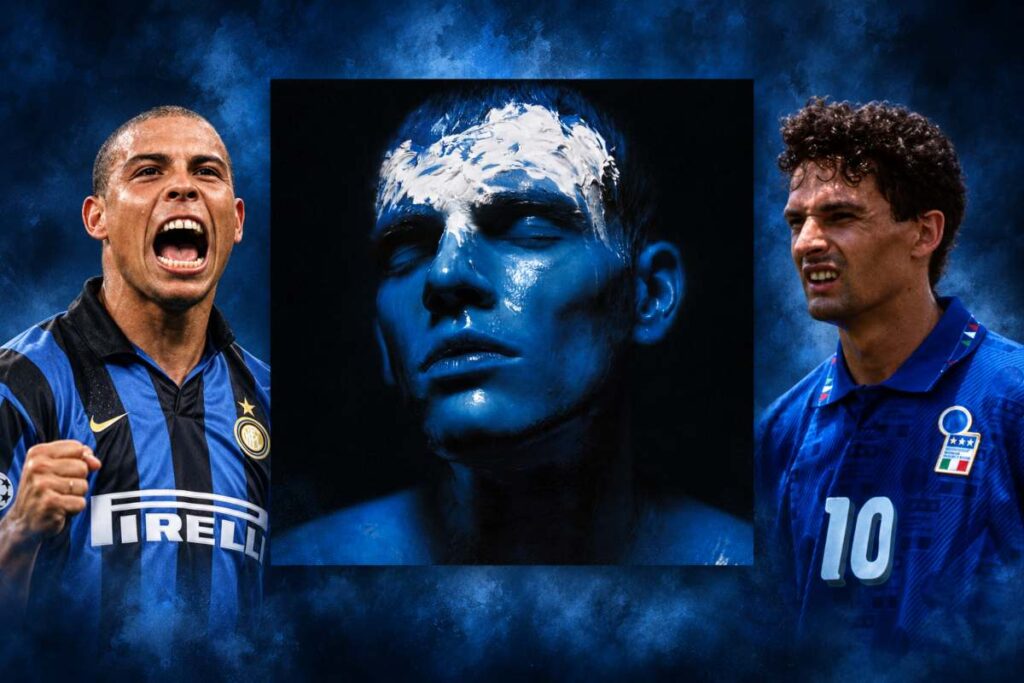 La copertina del nuovo album di Chris Nolan con affianco Baggio e Ronaldo